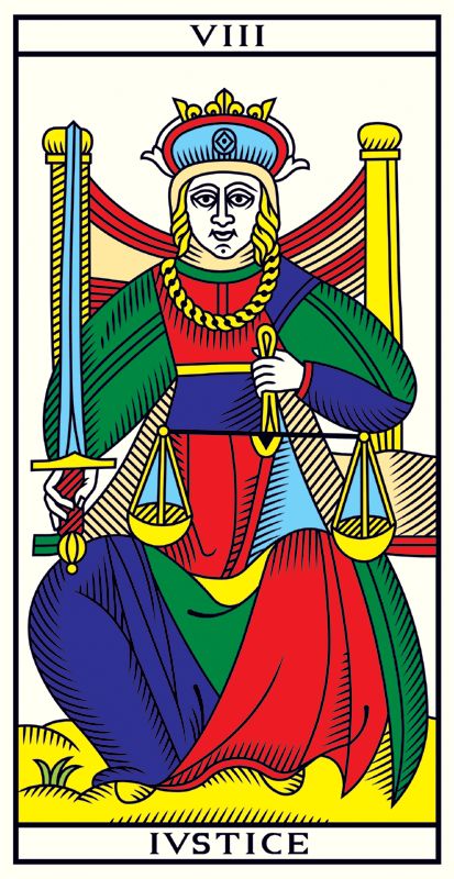 Tarot Marseille Justice Card Arcanum 8