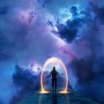 Heavy clouds background and person inside an energy arch representing the 11 energy, illustrating Why Life Path 11 Feels Like a Curse (And No One Warns You)