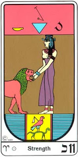 Arcanum 11 Strength tarot meaning woman taming lion Egyptian tarot symbolism
